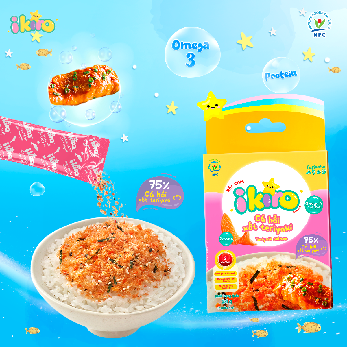 Rắc cơm Cá hồi xốt teriyaki iKiro 24g (6 gói)