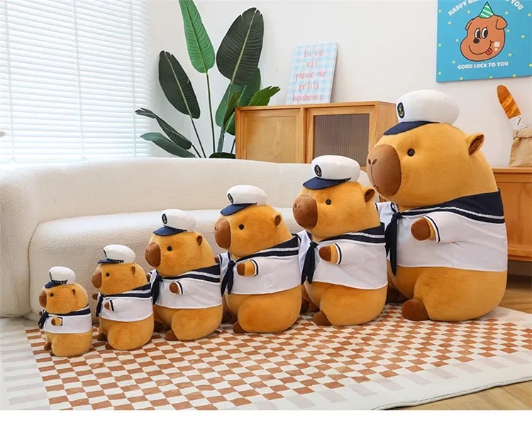 Thú nhồi bông capybara hải quân - Size từ 25 đến 45cm - Quà tặng gấu bông chuột lang thuỷ thủ đáng yêu - Gối ôm mềm mịn cho bé