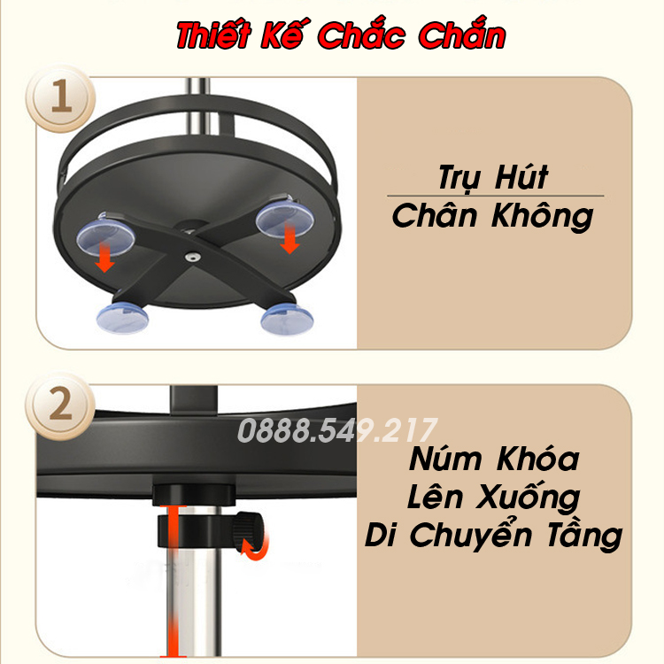 Kệ Gia Vị Xoay 360 Độ 2 Tầng, 3 Tầng, Kệ Để Đồ Nhà Bếp Thông Minh Dáng Vuông, Tròn Thế Hệ Mới