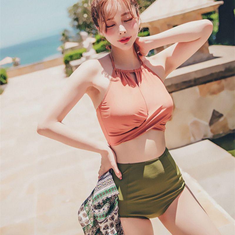 Nemo Bikini - Đồ bơi nữ, áo tắm, đồ bơi 2 mảnh tôn dáng áo yếm cam quần xanh