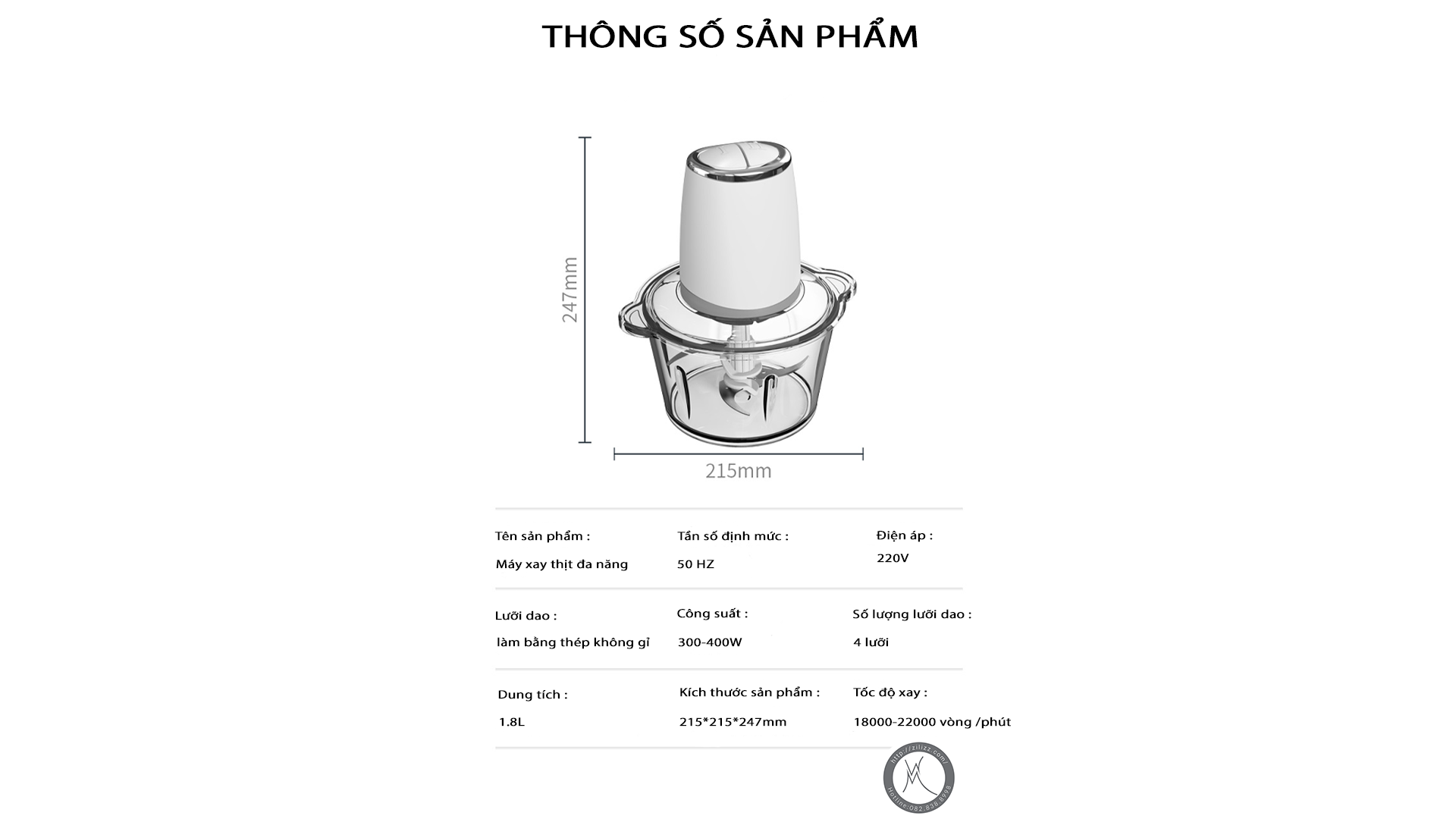 Máy Xay Thịt Gia Đình Zilizz Tự Động Đa Năng Công Suất Lớn Mẫu Mới 2022 Hàng Chính Hãng