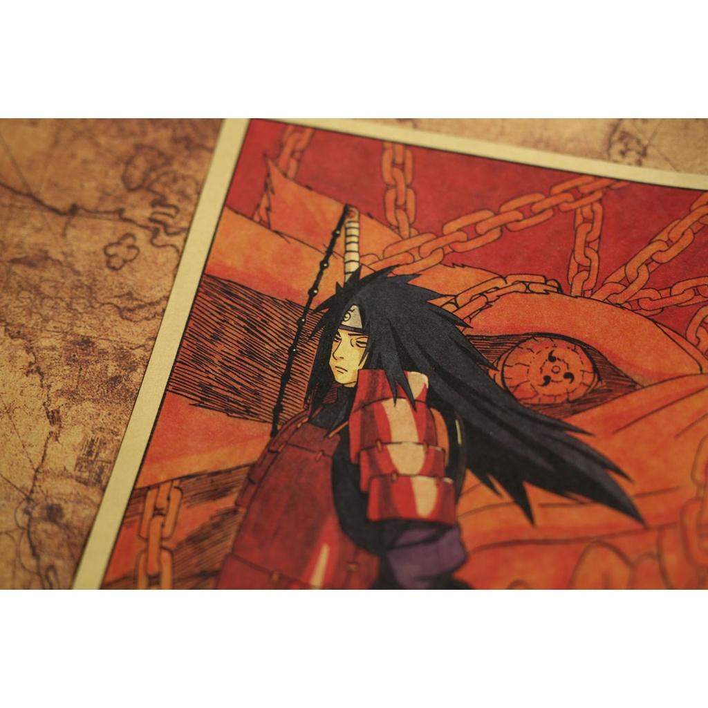 Tranh giấy trang trí decor tấm poster hoạt hình naruto họa tiết sasuke và madara kích thước 50.5x35cm KONOHA