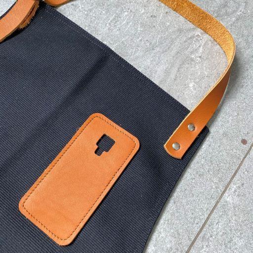 Tạp dề pha chế vải canvas dây da của Junsleather phối da bò cao cấp dành cho Barista/Bartender quán cà phê