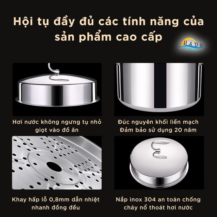 Nồi Hấp 2 Tầng 3 Tầng Inox Bánh Bao Bếp Từ Cao Cấp Đạt Chất Lượng Đức HADU