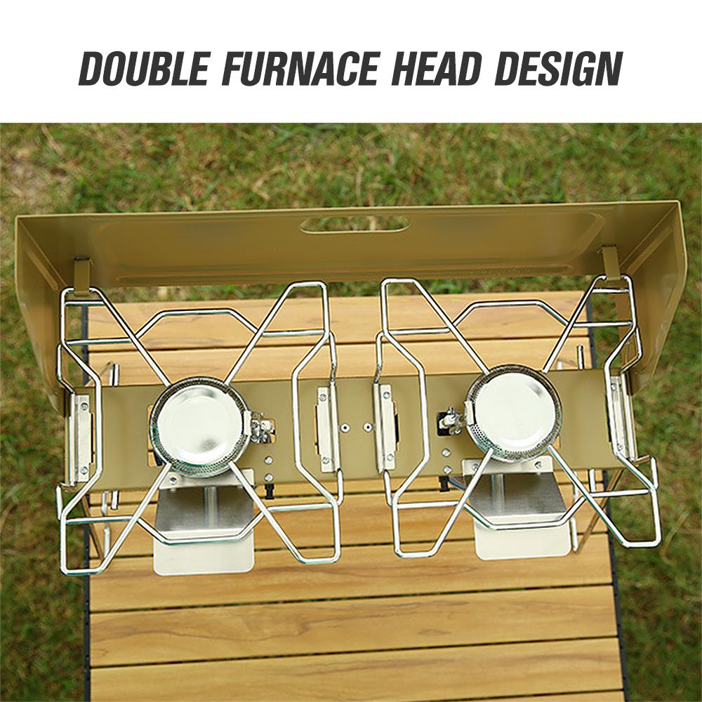 2000W High Power Camping Stove Outdoor Windproof Folding Camping Gas Stove with 2 Burners