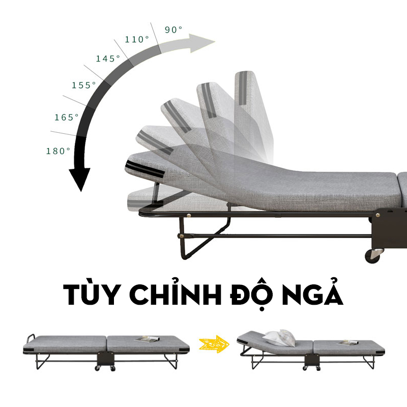 Giường gấp di động thông minh MDL90, rộng 90cm, khung thép sơn tĩnh điện