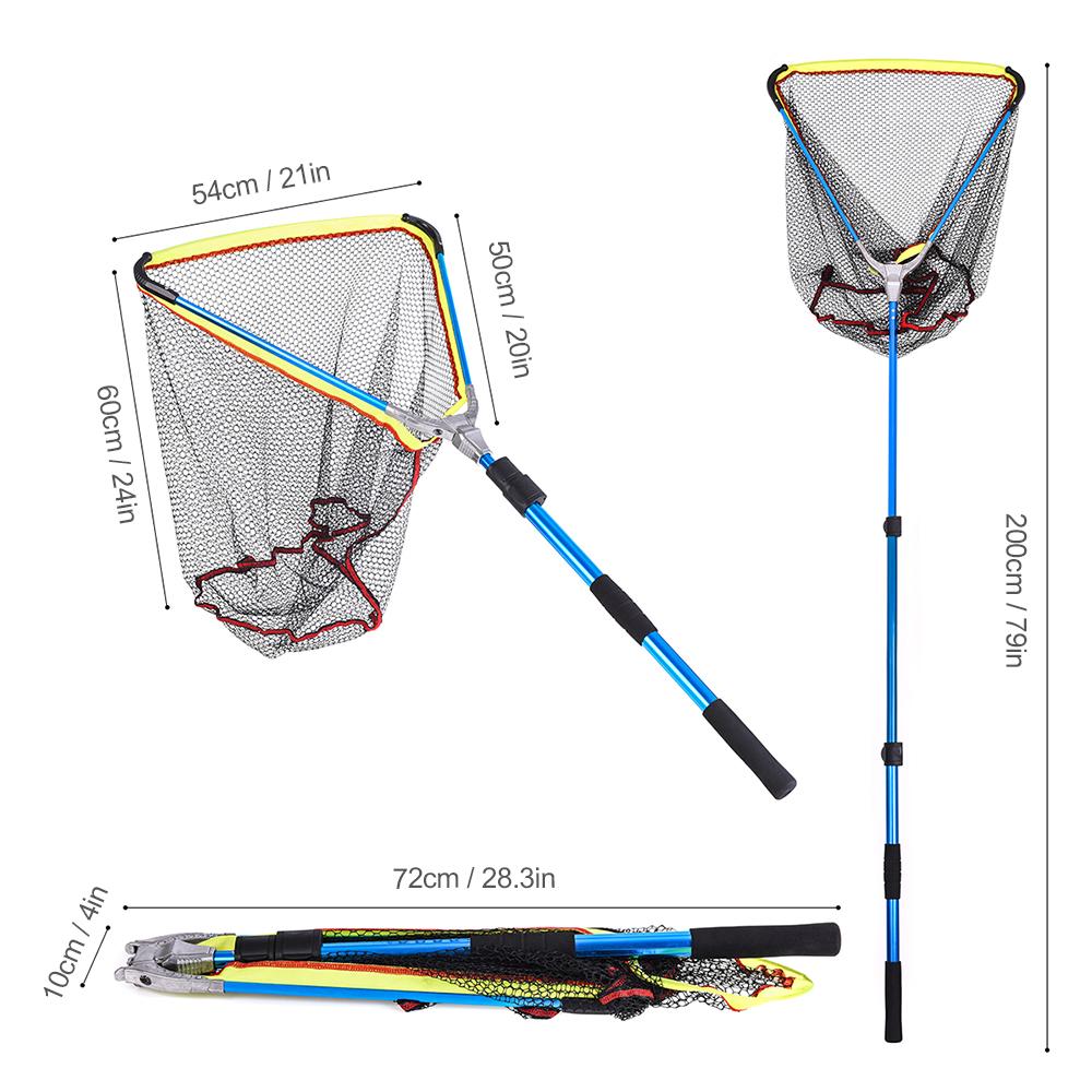 Vợt bắt cá bằng nhôm, tay cầm chống trượt kéo dài 200cm