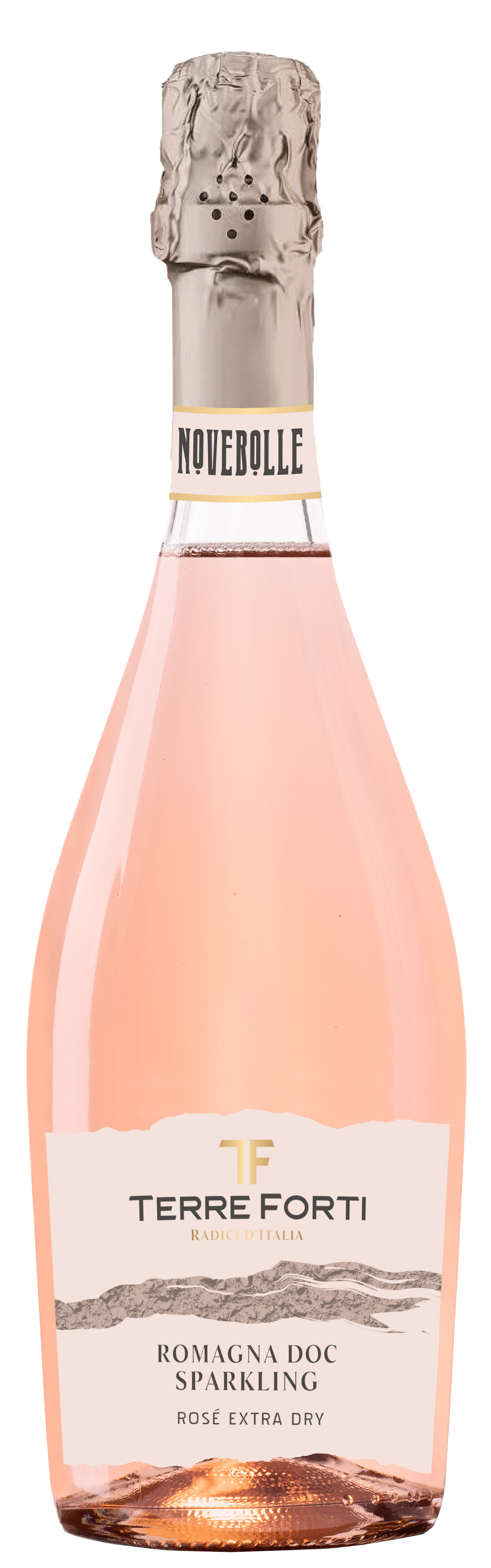 Rượu vang nổ Terre Forti, Novebolle Rose Sparkling, Extra Dry, Romagna DOC