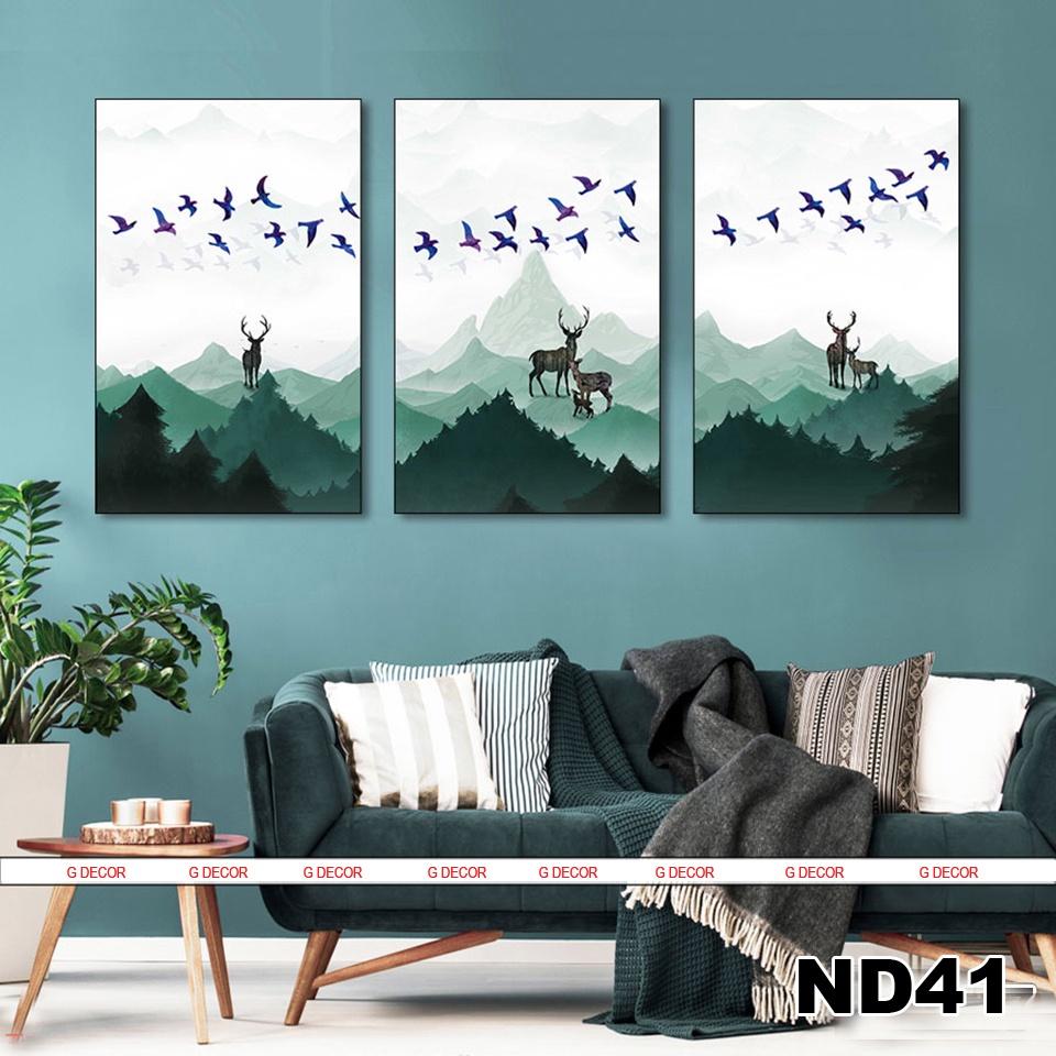 Tranh treo tường CAO CẤP 3 bức phong cách hiện đại Bắc Âu 38, tranh cá chép trang trí phòng khách, phòng ngủ, phòng ăn