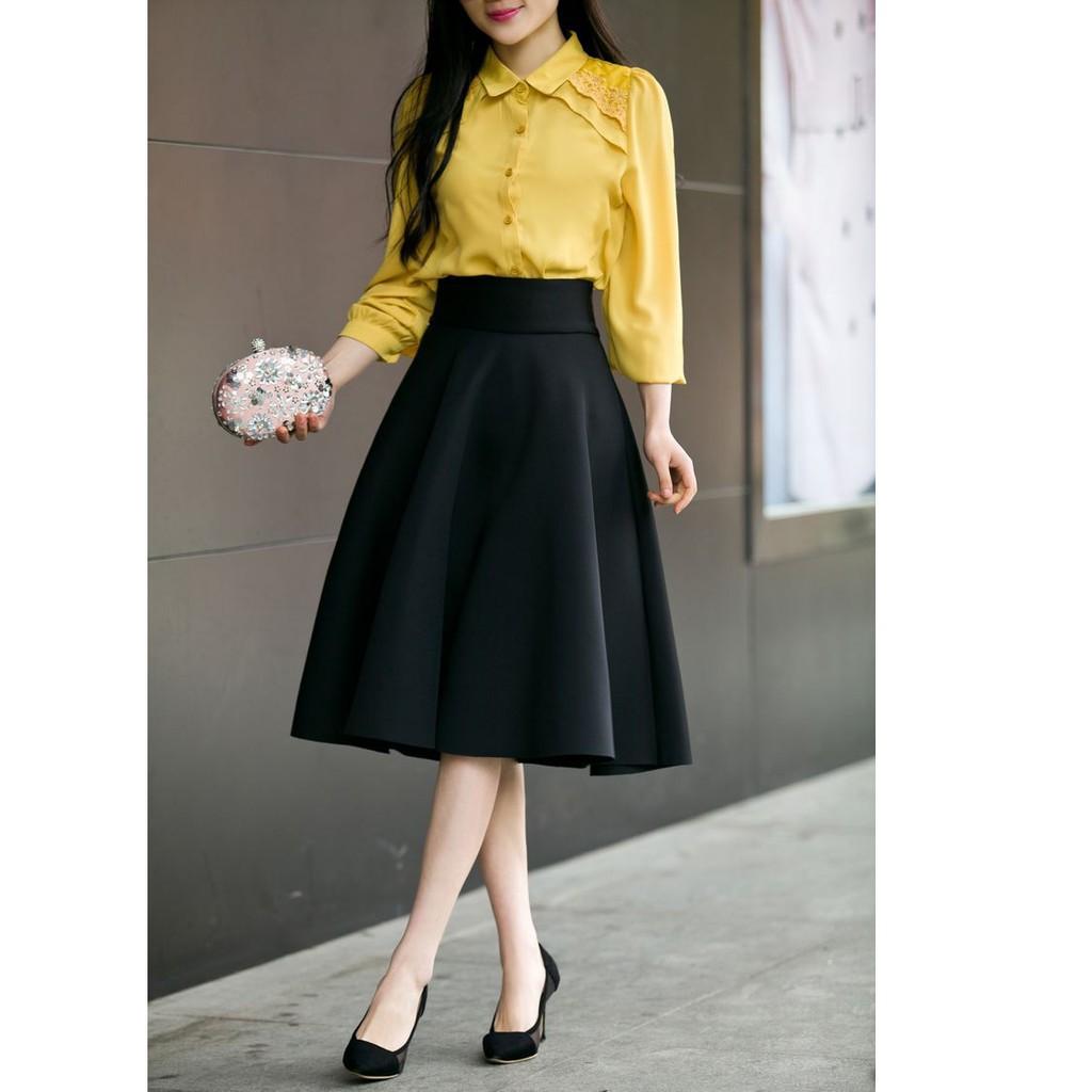 Chân Váy Xòe DÁNG ĐẾN Đầu Gối có túi