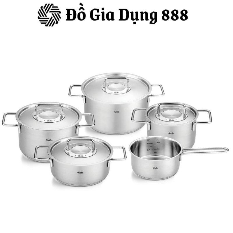 Bộ Nồi FISSLER PURE COLLECTION 5 Món Kèm Quánh, Bộ Nòi Đức, Vung Thép Siêu Bền, Không Lo Rơi Vỡ, Dễ Dàng Vệ Sinh, Bắt Nhiệt Nhanh, Phù Hợp Với Mọi Loại Bếp, Nhập Đức, Hàng Chính Hãng