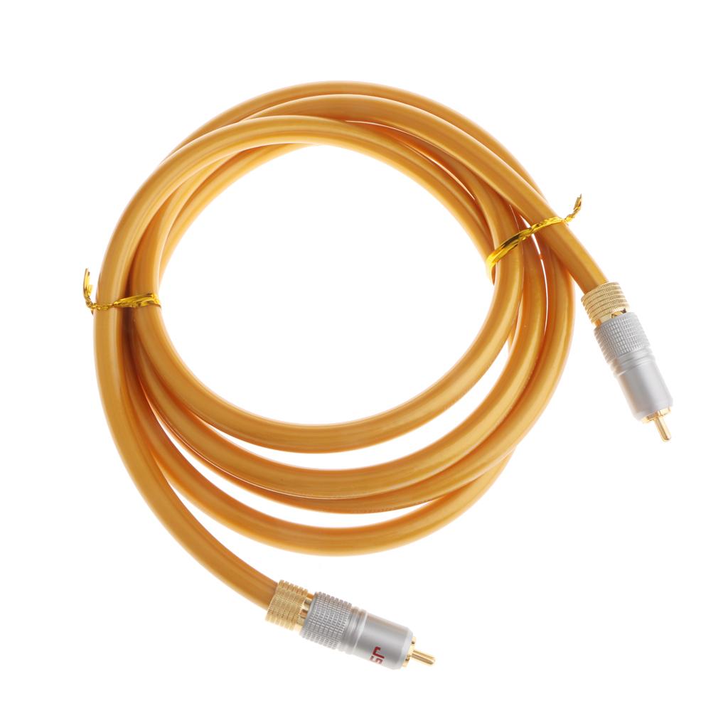 Gold Digital Audio Video Coaxial Cable RCA To RCA Male 75ohm Coax Wire Cord