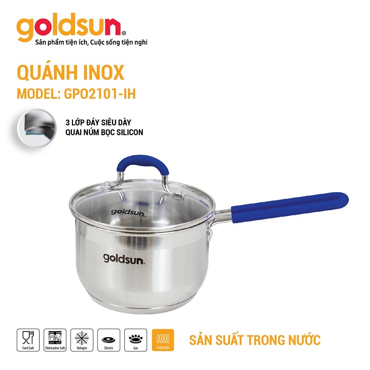 Quánh Inox 3 Đáy cao cấp Gold.sun Thích Hợp Cho Mọi Loại Bếp