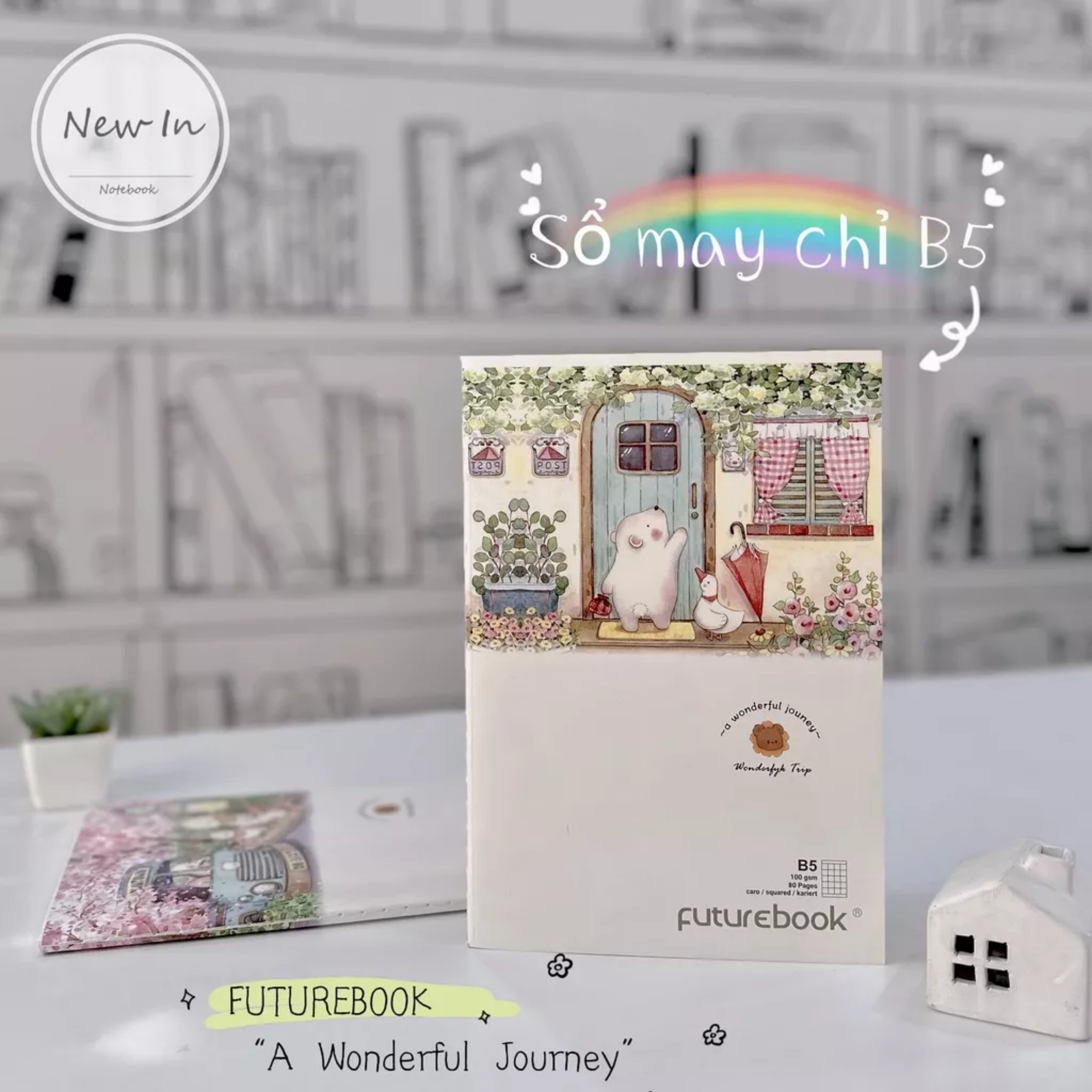 Sổ May Chỉ Wonderful B5- Dòng kẻ Caro- 100GSM- Phong cách Nhật Bản. VPP FUTUREBOOK. Giao mẫu ngẫu nhiên.