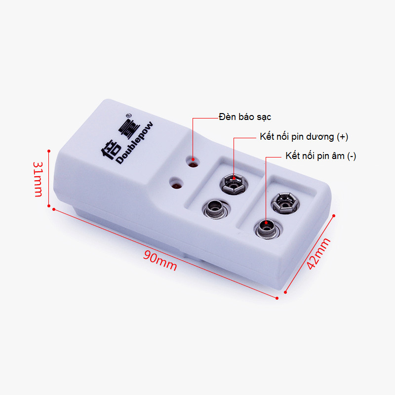 Bộ sạc pin vuông DP-B09 Kèm 1 pin 9V 280mAh Doublepow AZONE