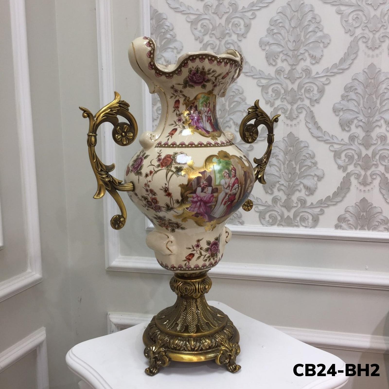 Bình cắm hoa CB24-BH2 họa tiết châu âu hình người tân cổ điển size cao 45 cm.