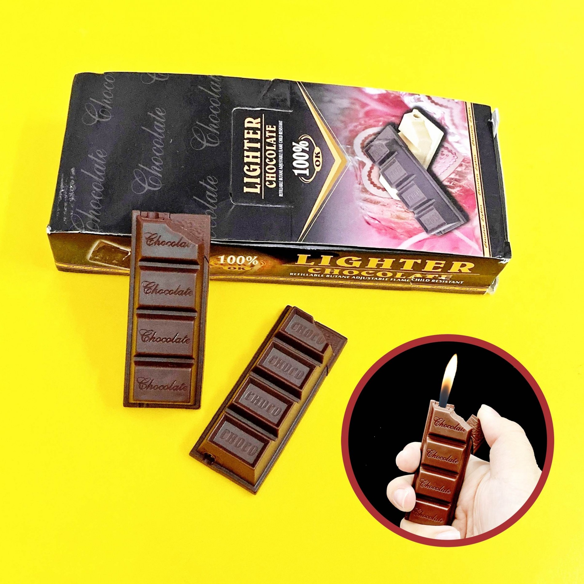 Hộp quẹt bật lửa hình thanh kẹo chocolate -