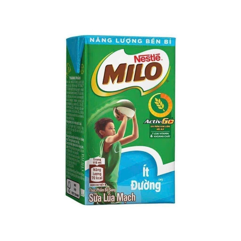 [Tặng Túi Đeo Chéo Chữ Nhật Milo] Sữa lúa mạch Nestlé MILO Ít Đường thùng 48 hộp x 110ml (12x4x110ml)