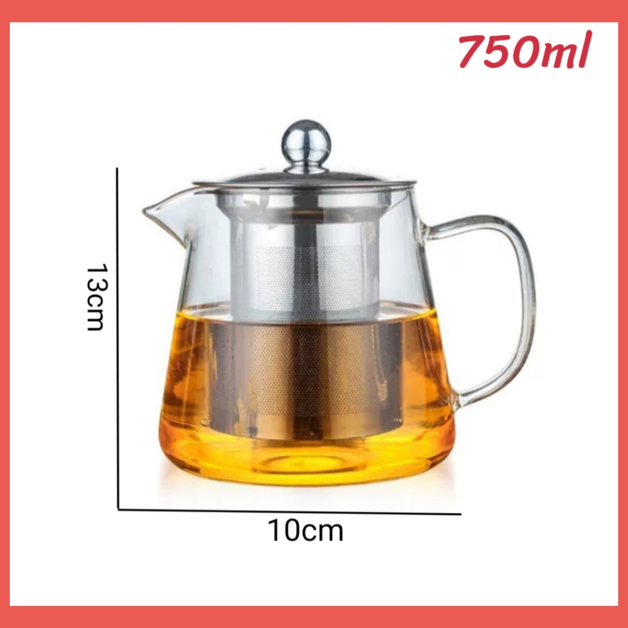ẤM PHA TRÀ, ĐUN TRÀ THỦY TINH CHỊU NHIỆT CAO CẤP CÓ LÕI LỌC TRÀ VÀ NẮP INOX