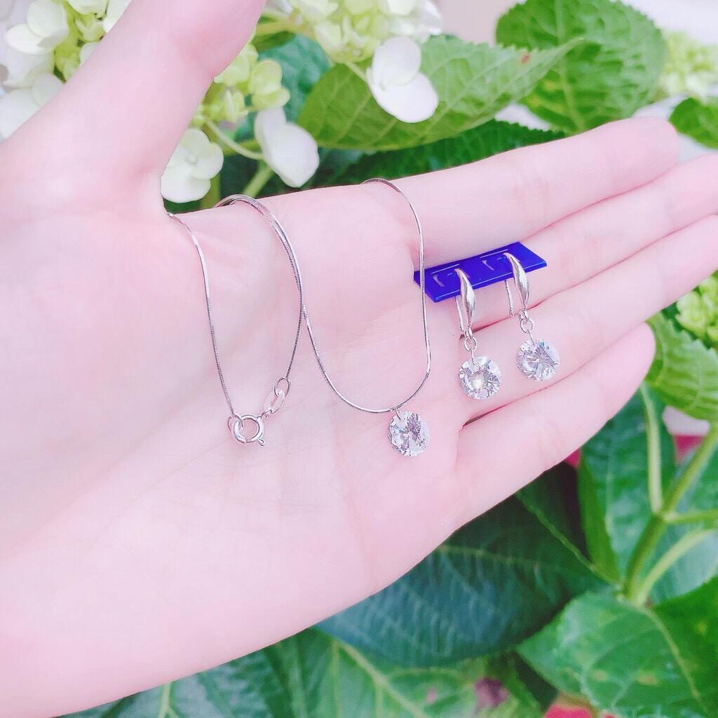 BỘ TRANG SỨC DÂY CHUYỀN BÔNG TAI GẮN HẠT CAO CẤP
