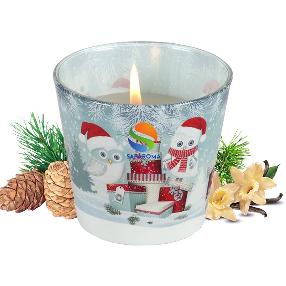 Ly nến thơm tinh dầu Bartek Winter Owls 115g QT02787 - tuyết, thông, len, nến trang trí, thơm phòng, thư giãn, hỗ trợ khử mùi