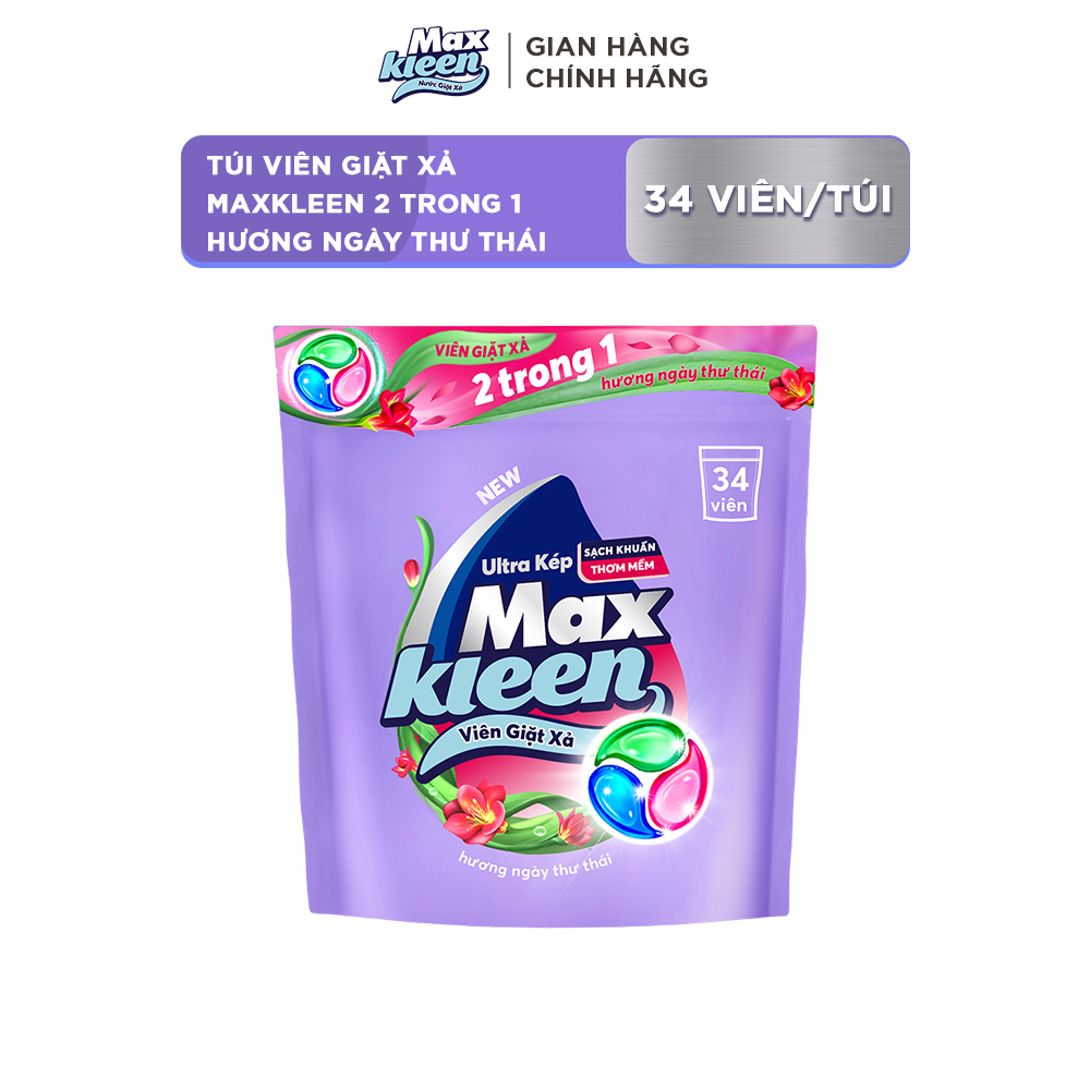 Túi viên giặt xả MaxKleen Hương ngày thư thái (34 viên/ túi)