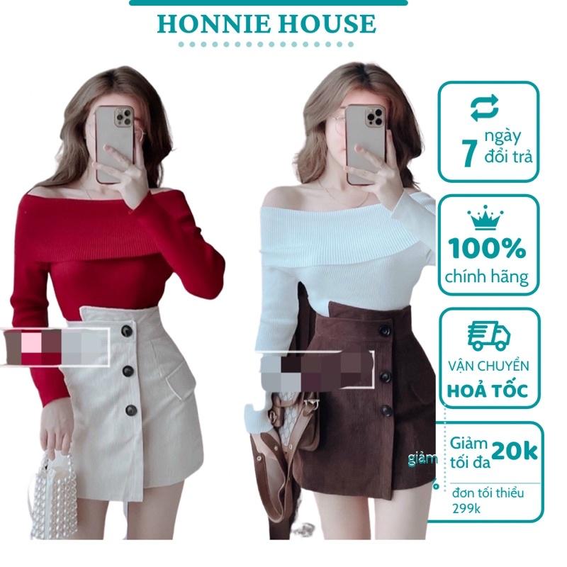 Ảnh Thật Kèm Video - Áo Len Tăm Cổ Bẻ Trễ Vai Nữ Siêu Xinh Loại Đẹp