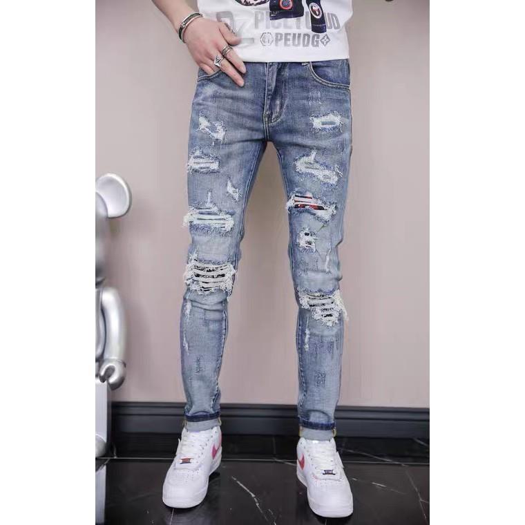 Quần Jean Nam Rách- Quần Bò Nam co dãn ôm form tôn dáng chuẩn, quần jean thời trang cao cấp nam Muradfashion mẫu NT511