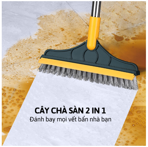 Chổi Chà Sàn, cây chà sàn nhà tắm, Quét Lau Sàn Nước, chổi cọ nhà vệ sinh 2 trong 1 GD768-ChoiXanh