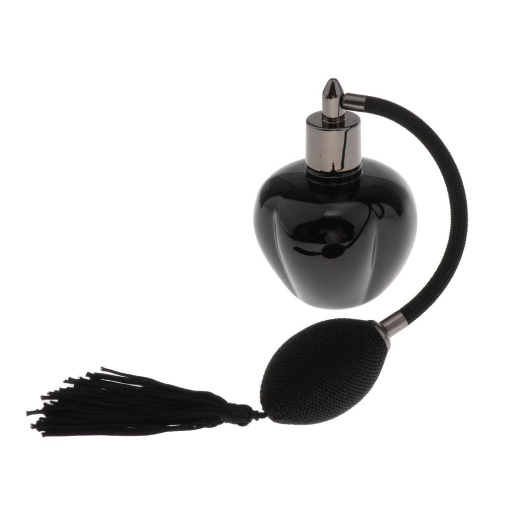 Refillable Empty Glass Perfume Bottle Black Bulb Tassel Spray Atomizer 100ml