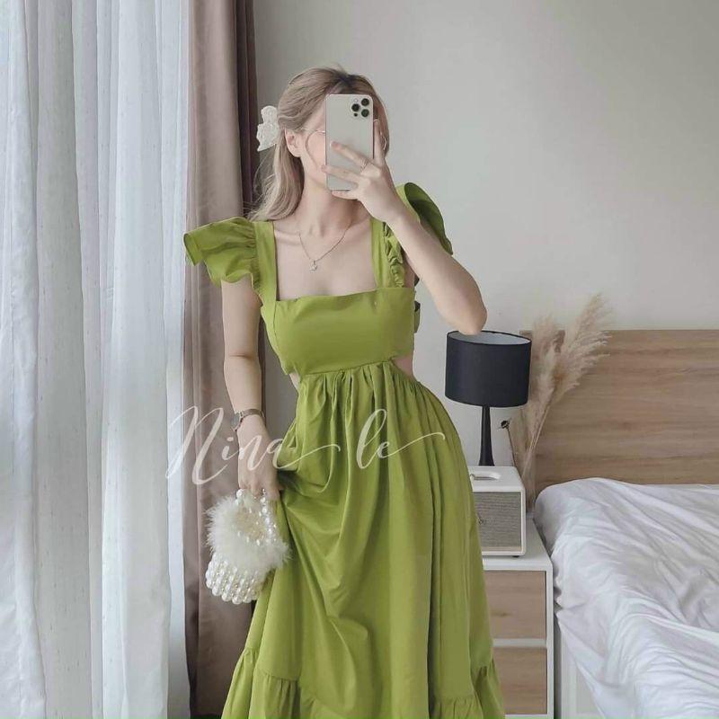 ĐẦM MAXI KHOÉT EO 2 BÊN BÈO VAI