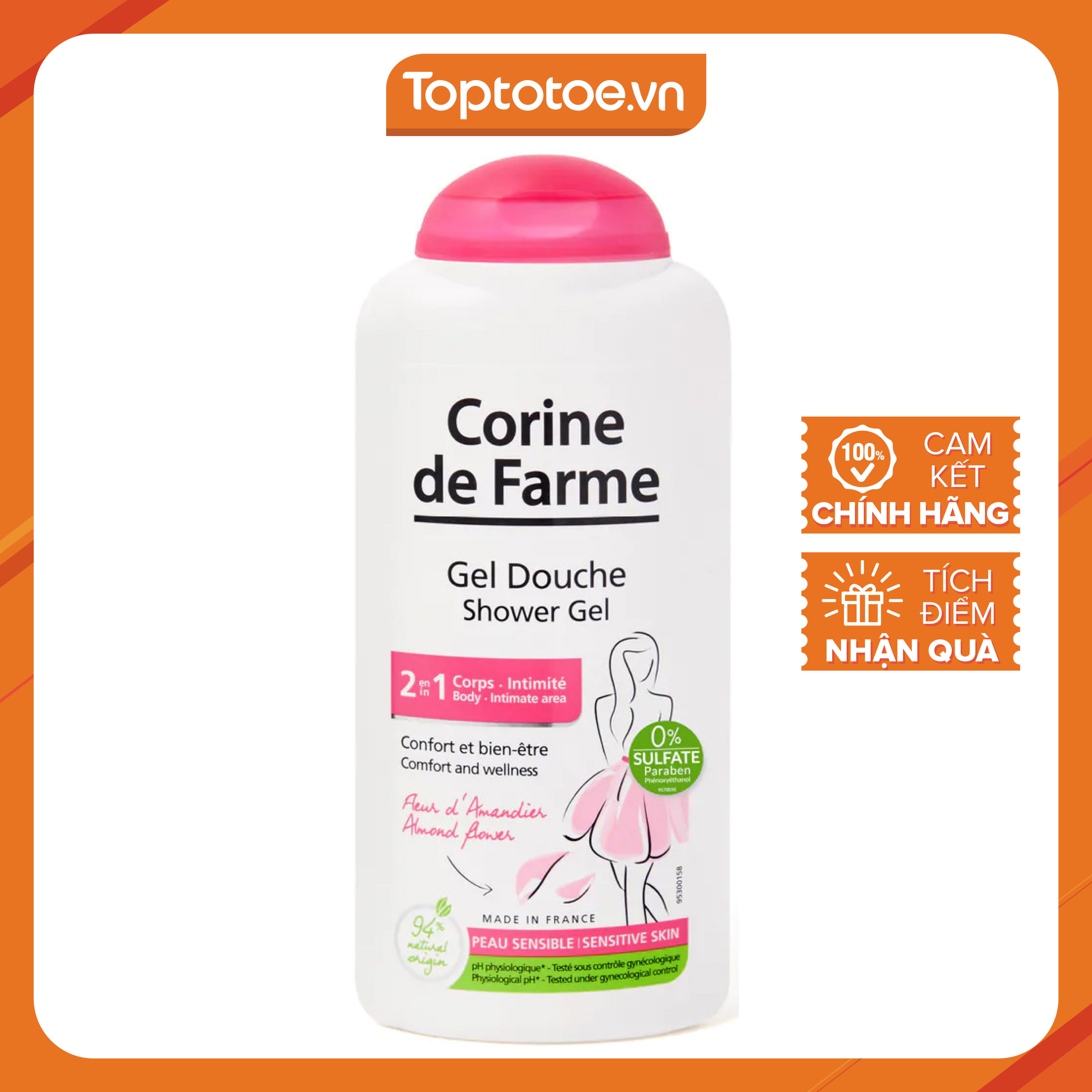 Sữa Tắm 2 Trong 1 Corine de Farme Shower Gel 2 in 1 250ml