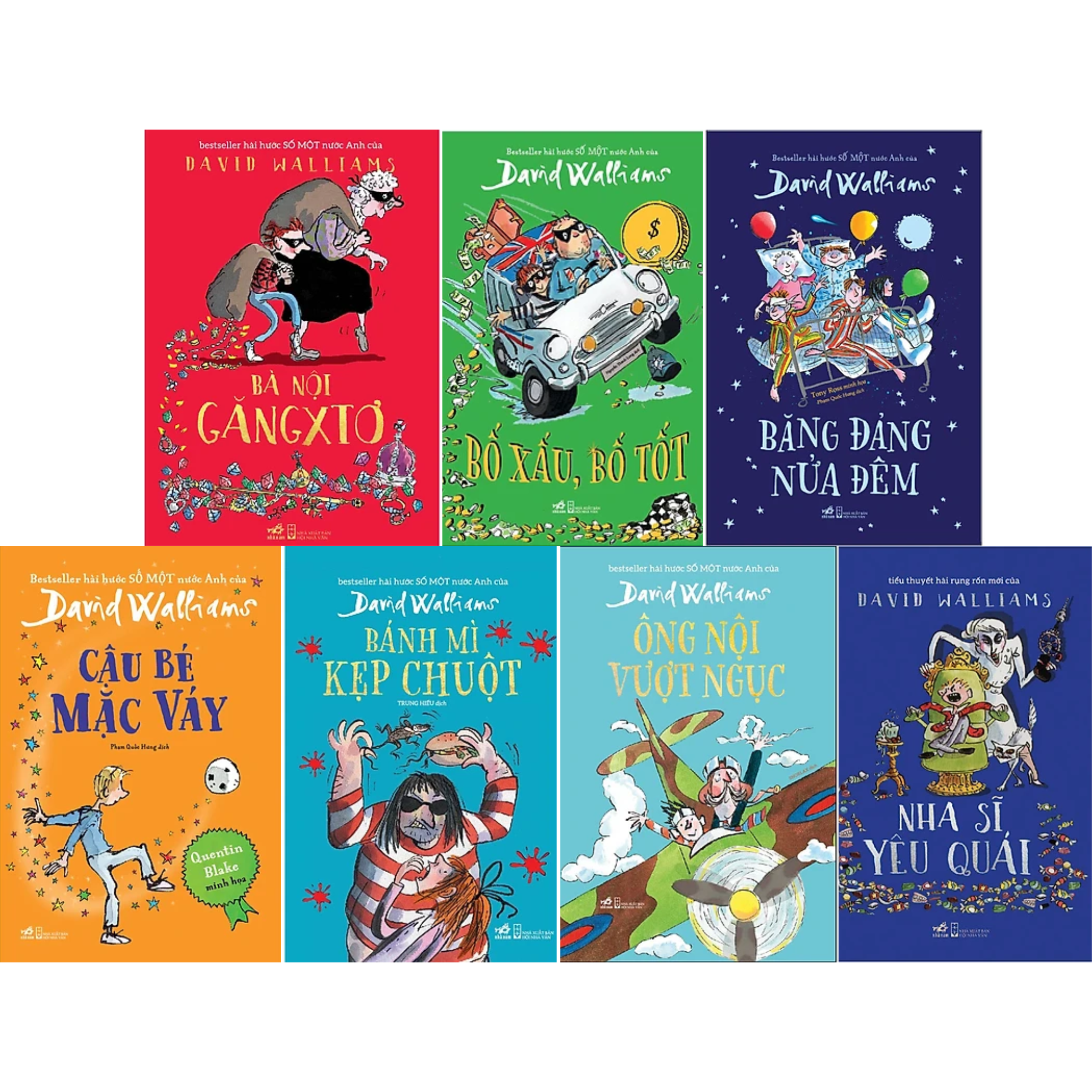 Combo 7 Cuốn David Walliams Bà Nội Găngxtơ Bố Xấu, Bố Tốt Băng Đảng Nửa Đêm Cậu Bé Mặc Váy Bánh Mì Kẹp Chuột Ông Nội Vượt Ngục Nha Sĩ Yêu Quái