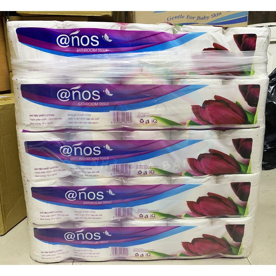 Bịch 10 cuộn giấy vệ sinh cao cấp ANos mềm, dai, chất liệu hoàn toàn từ bột giấy cực an toàn cho da, loại 1,6kg xịn xò