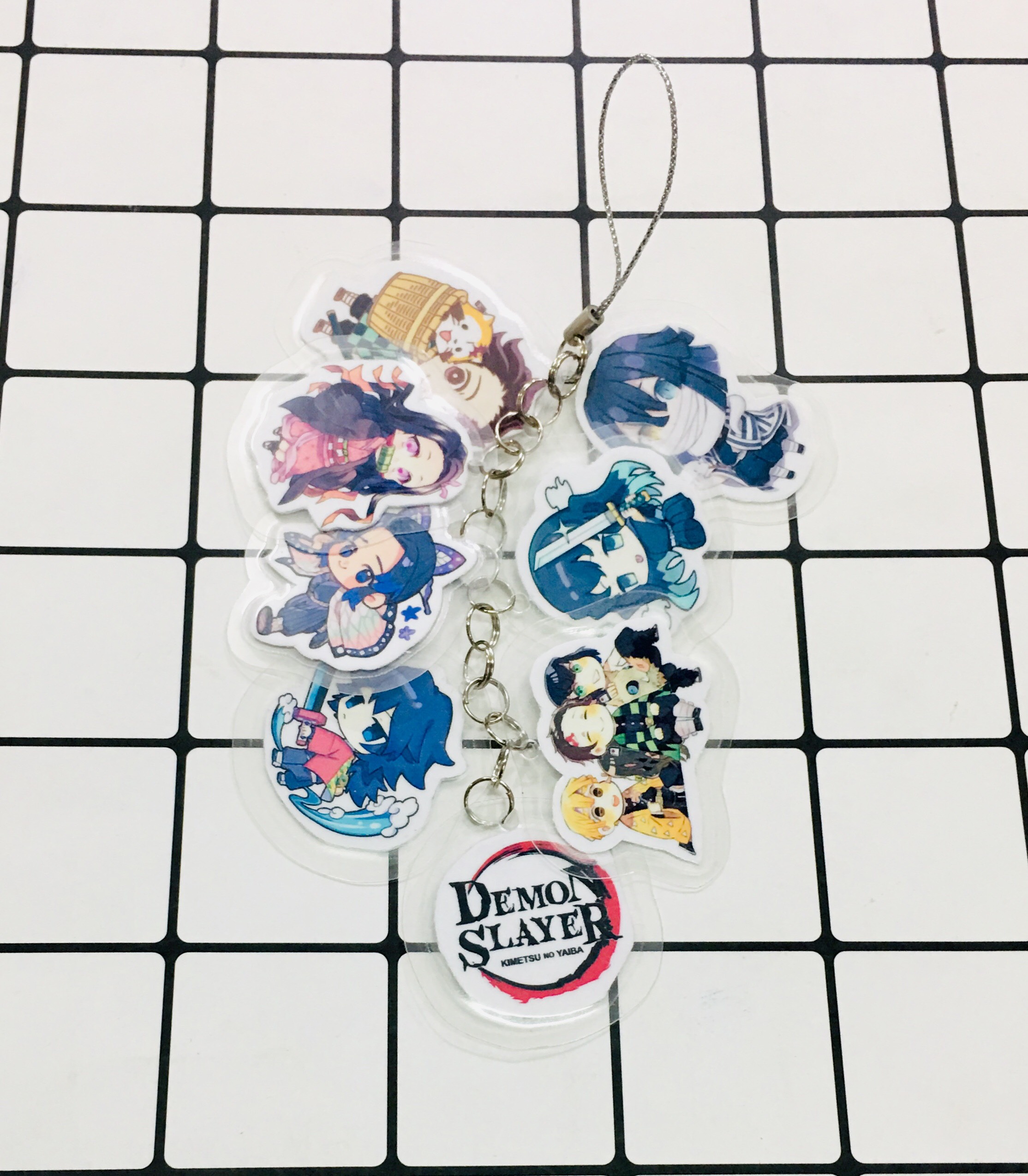 3 Dây móc chùm Kimetsu no Yaiba chibi tổng 18 miếng