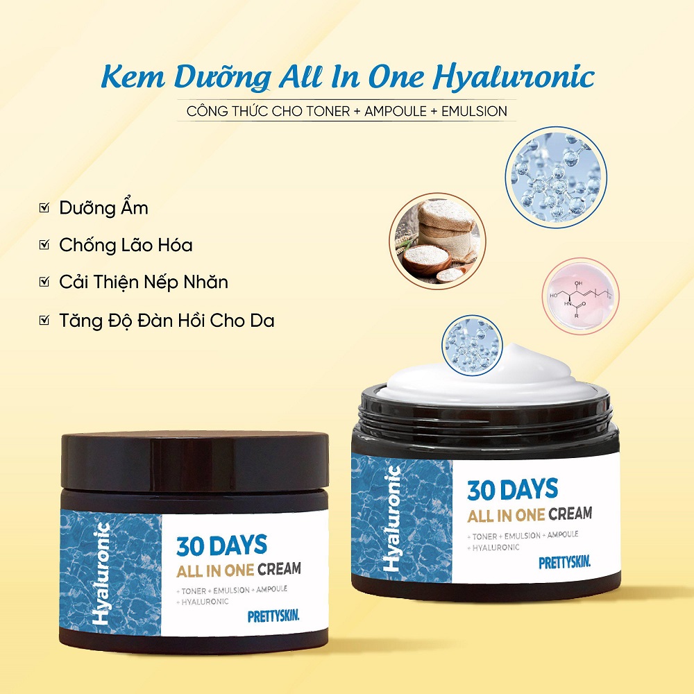 Kem Dưỡng Prettyskin 30 Day All In One Hyaluronic Cream 100ml
