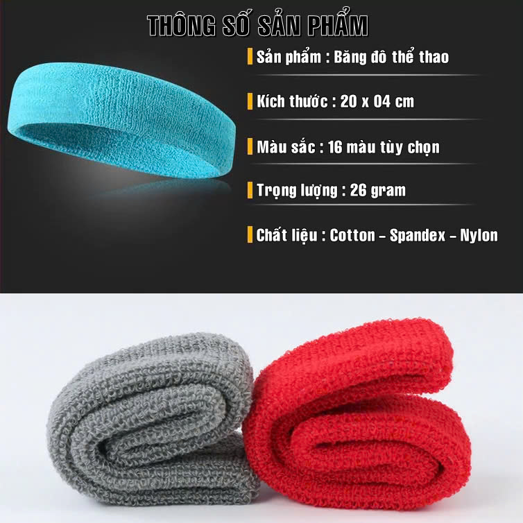Băng Trán, Băng Đô Chặn Mồ Hôi Thể Thao Nam Nữ Sport Anti-Slip Sweatband Cao Cấp MÀU ĐEN