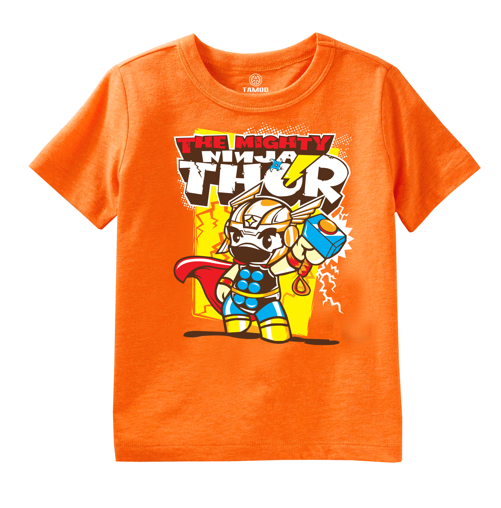 áo MARVEL THOR màu cam chất thun 4 chiều hiệu TAMOD kiểu dáng hoạt hình siêu Cute cho bé Trai