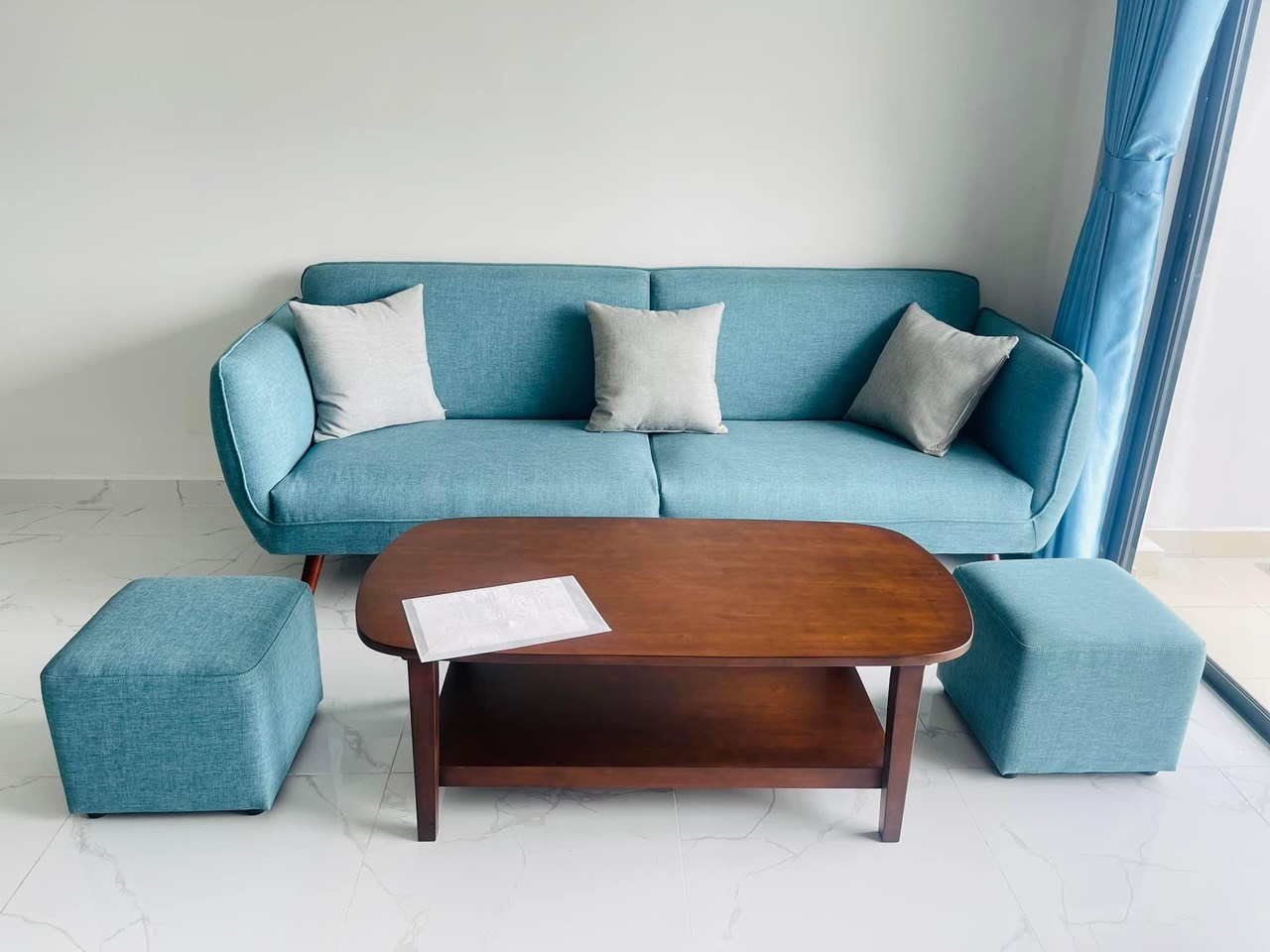 Bộ sofa băng 2 đôn Juno Sofa băng gỗ kiểu Nhật