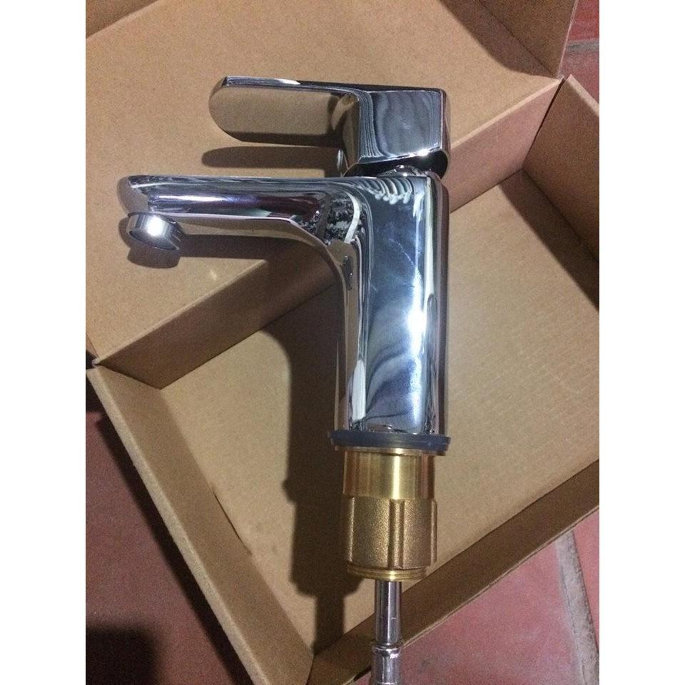 [FREESHIP] Vòi chậu rửa mặt INAX chân cao 14cm nóng lạnh kèm đủ 2 dây cấp bảo hành 5 năm