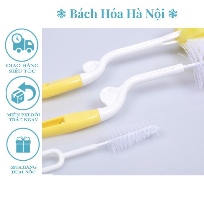 Bộ cọ rửa bình sữa cho bé 4 món Tay cầm xoay 360 độ - Que rửa cốc chén 4 chi tiết