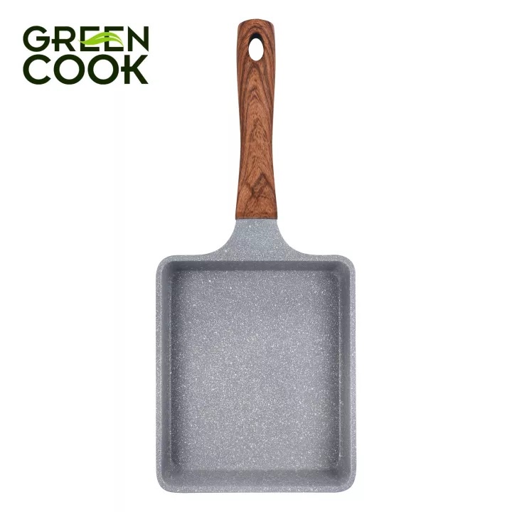 Chảo đúc chống dính đáy từ chữ nhật men đá xanh sapphire Green Cook GCP09-1518IH với 10 lớp chống dính an toàn cho sức khoẻ