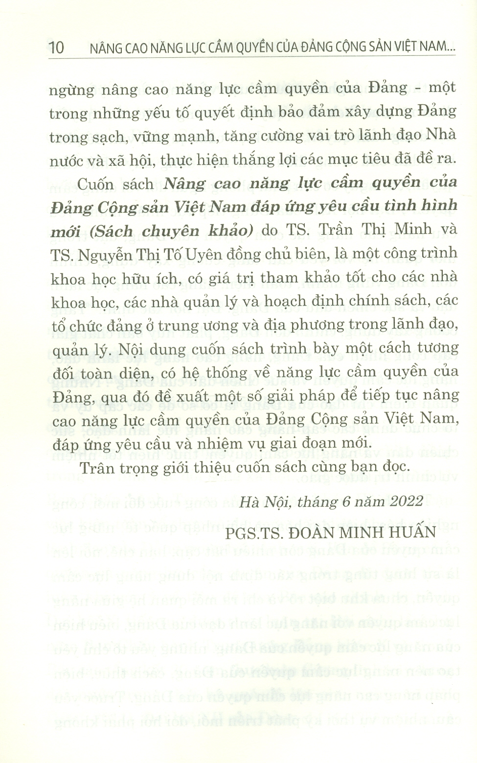 NÂNG CAO NĂNG LỰC CẦM QUYỀN CỦA ĐẢNG CỘNG SẢN VIỆT NAM ĐÁP ỨNG YÊU CẦU TÌNH HÌNH MỚI – Trần Thị Minh và Nguyễn Thị Tố Uyên – NXB Chính trị Quốc gia Sự thật