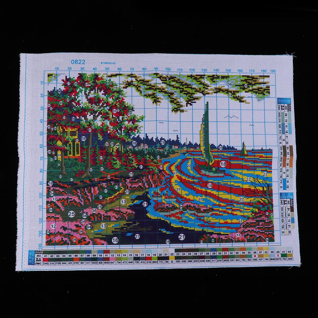 Stamped Cross Stitch Embroidery Kits Pre-Printed Pattern - Seaside Landscape