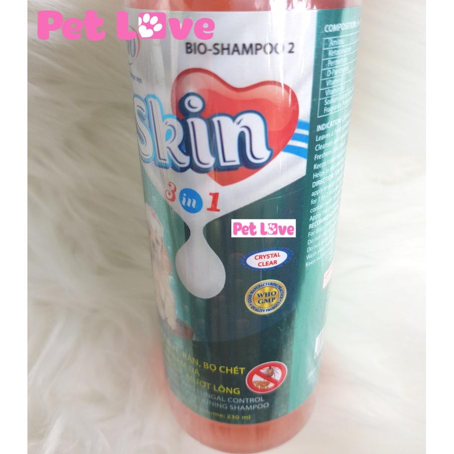 Sữa tắm trị ghẻ, nấm da, ve rận, mượt lông chó Bio Skin (230ml)