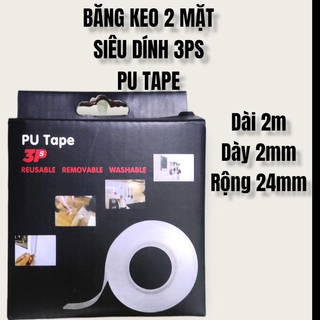 BĂNG KEO 2 MẶT ĐA NĂNG SIÊU DÍNH - MÀU TRONG SUỐT - 3PS - DÀI 2M