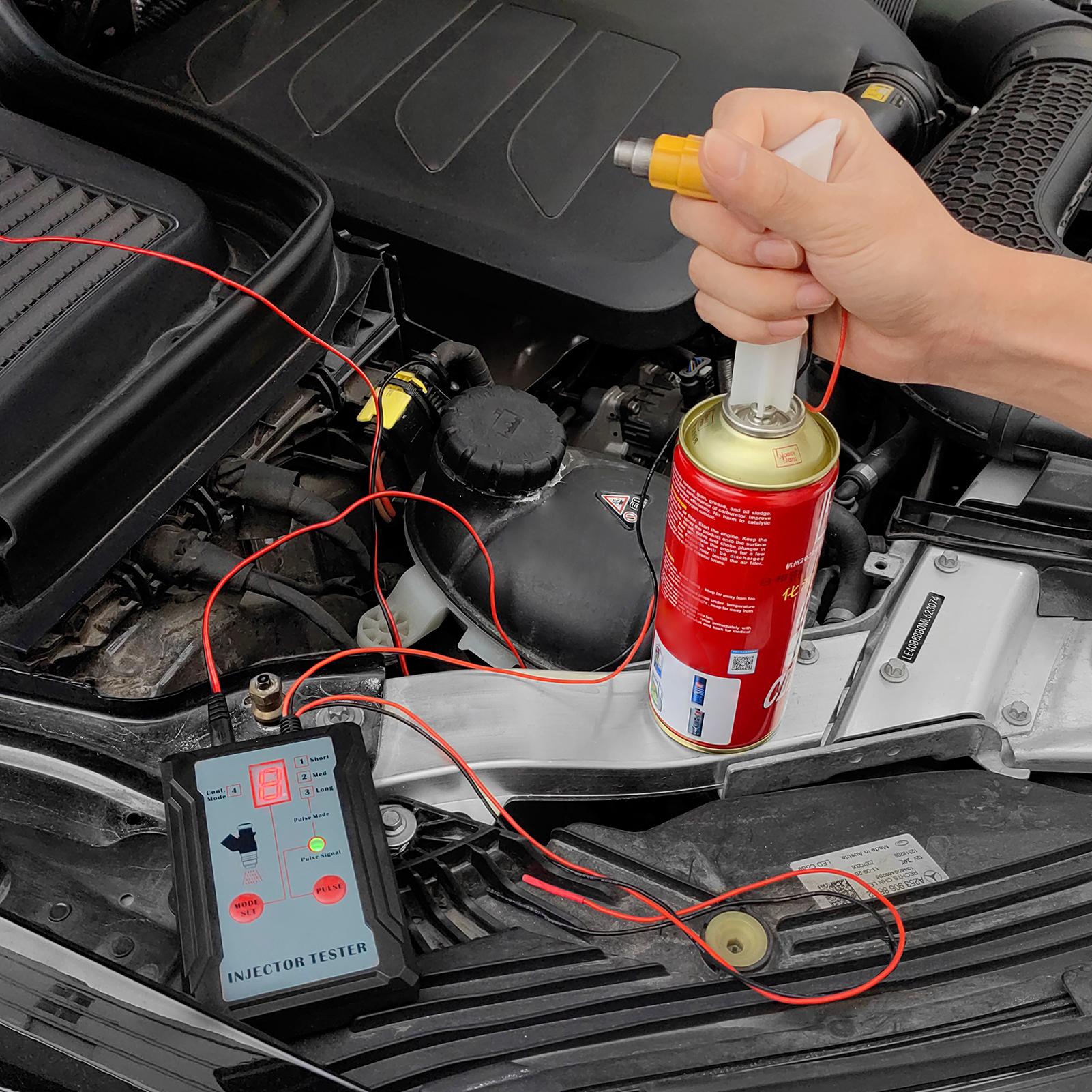 Fuel Injector Tester and Adapter for Diagnosis Cleaning of Injectors DIY Cleaning Tool Kits 12V/5V Switchable Short-circuit Protection
