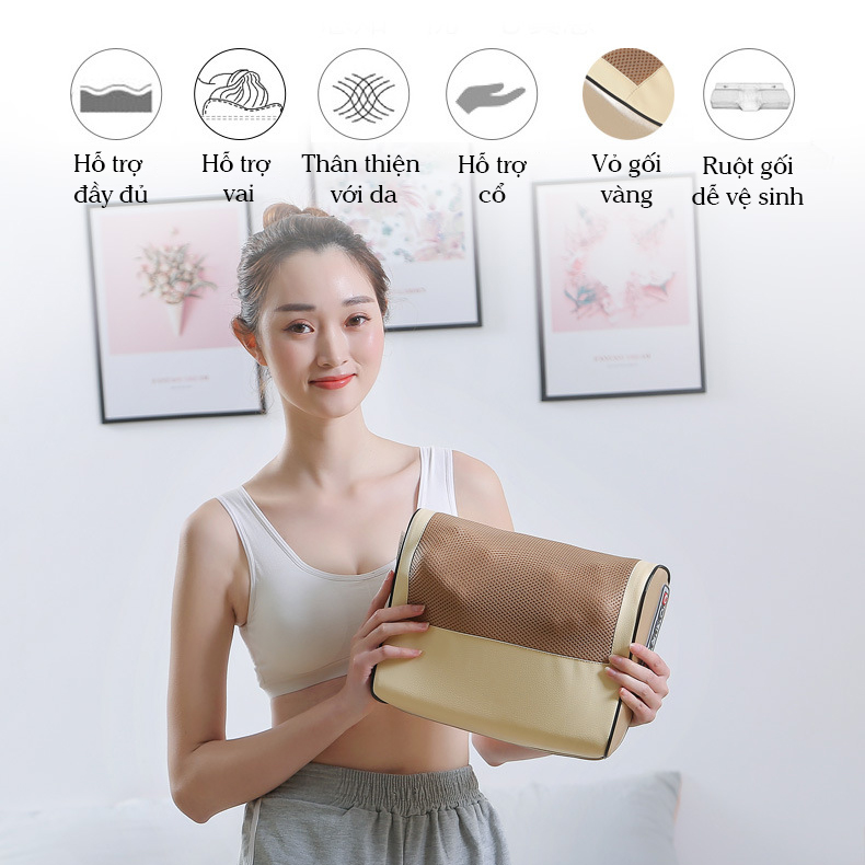 GỐI MASSAGE ĐA NĂNG, nhiều chế độ massage, dễ sử dụng- K1472