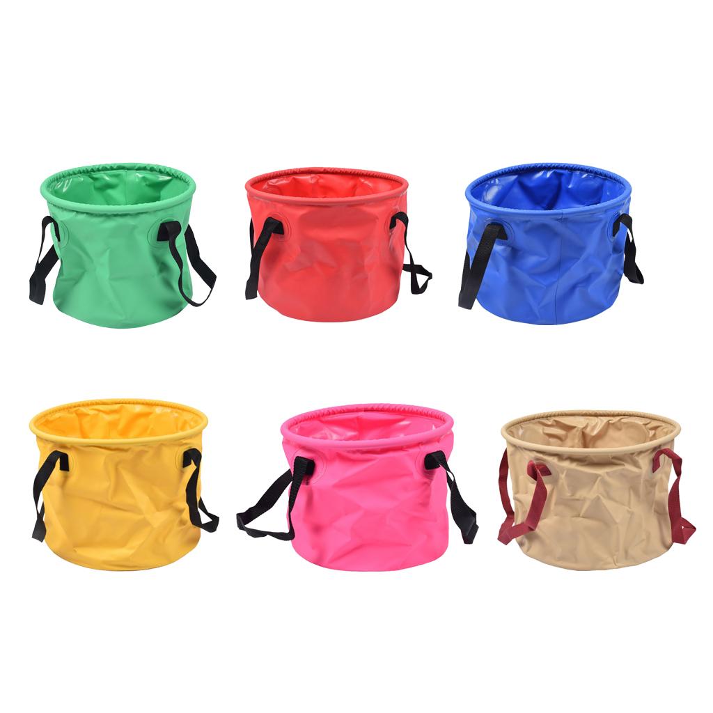 Outdoor Collapsible Water Bucket Carrier Leakproof Folding Pail Green 10L