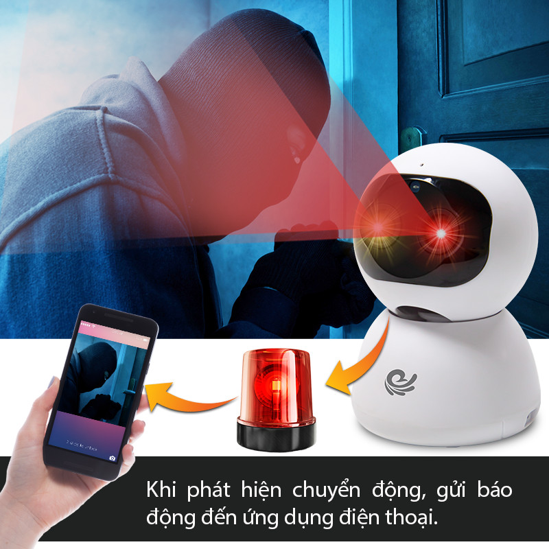 Camera Ip Trong Nhà Việt Star Quốc Tế Model CC2023, Độ Phân Giải FULL HD 2K, Zoom 10X, Dùng APP CARECAM PRO - Hàng Chính Hãng